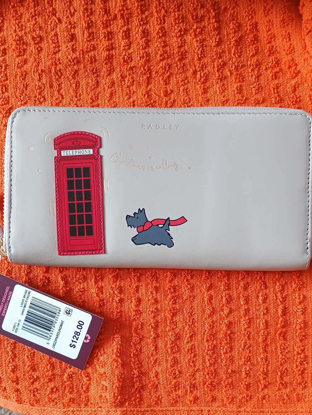 Radley London Christmas Is Calling Large Zip Around Wallet NWT Porcini
